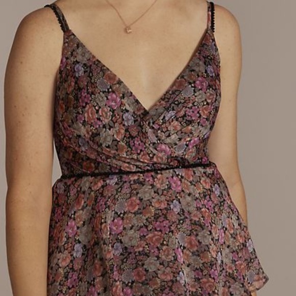 NWT New David’s Bridal DB Floral Printed Tiered Ruffle Party Dress 2 - Picture 2 of 4